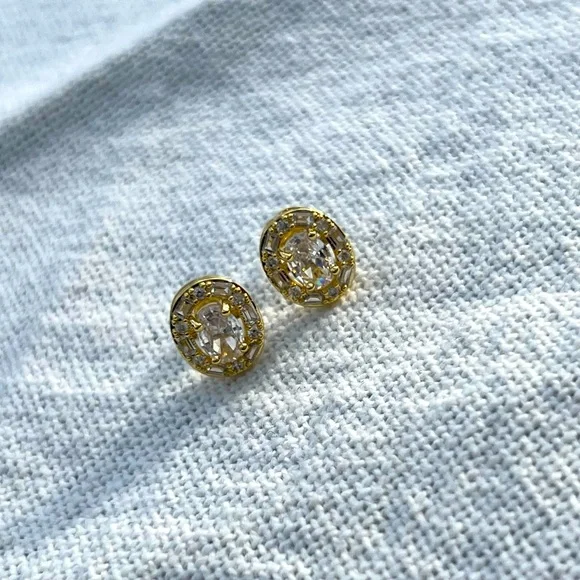 Gold Filled Cubic Zirconia Earrings - Picture 3 of 6